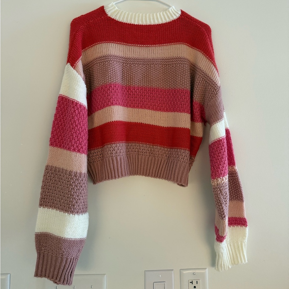 SHEIN Colorful Striped Crew Neck Sweater - Picture 2 of 2